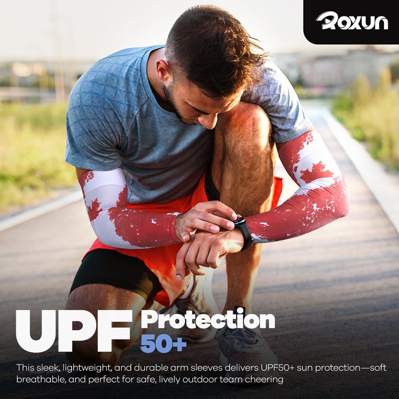 ROXUN 2 Pairs Flag Arm Sleeves Cooling UV Protection for Men Women Soccer Football Sports