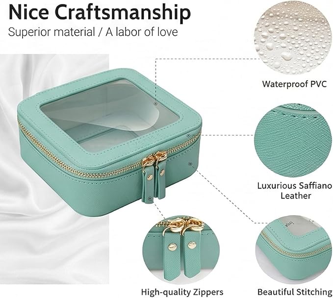Aveniee Mini Clear Makeup Bag, Small Cosmetic Bags Travel Toiletry Pouch Organizer, TSA Approved Make up Case with Zipper, Car Bag for Essentials,Green
