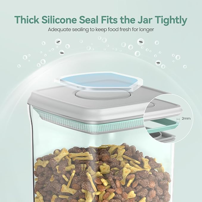 Dog-Cat POP Treat-Airtight jar-Container - 1.3 Qt/1.2 L and 2.2 Qt/2 L (2PC) | Stackable One-Touch Opening | For Snacks Candy Salt Herbs Spices | BPA-Free