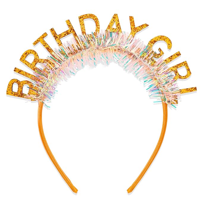 CIEHER Orange Birthday Girl Headband Birthday Crown Tiara for Women Girls Decorations & Party Favors