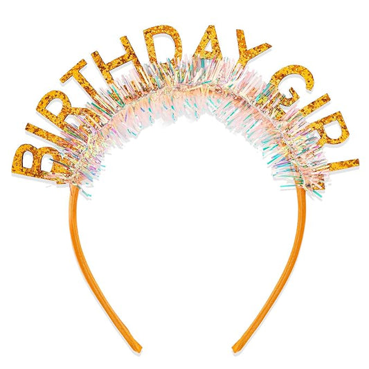 CIEHER Orange Birthday Girl Headband Birthday Crown Tiara for Women Girls Decorations & Party Favors