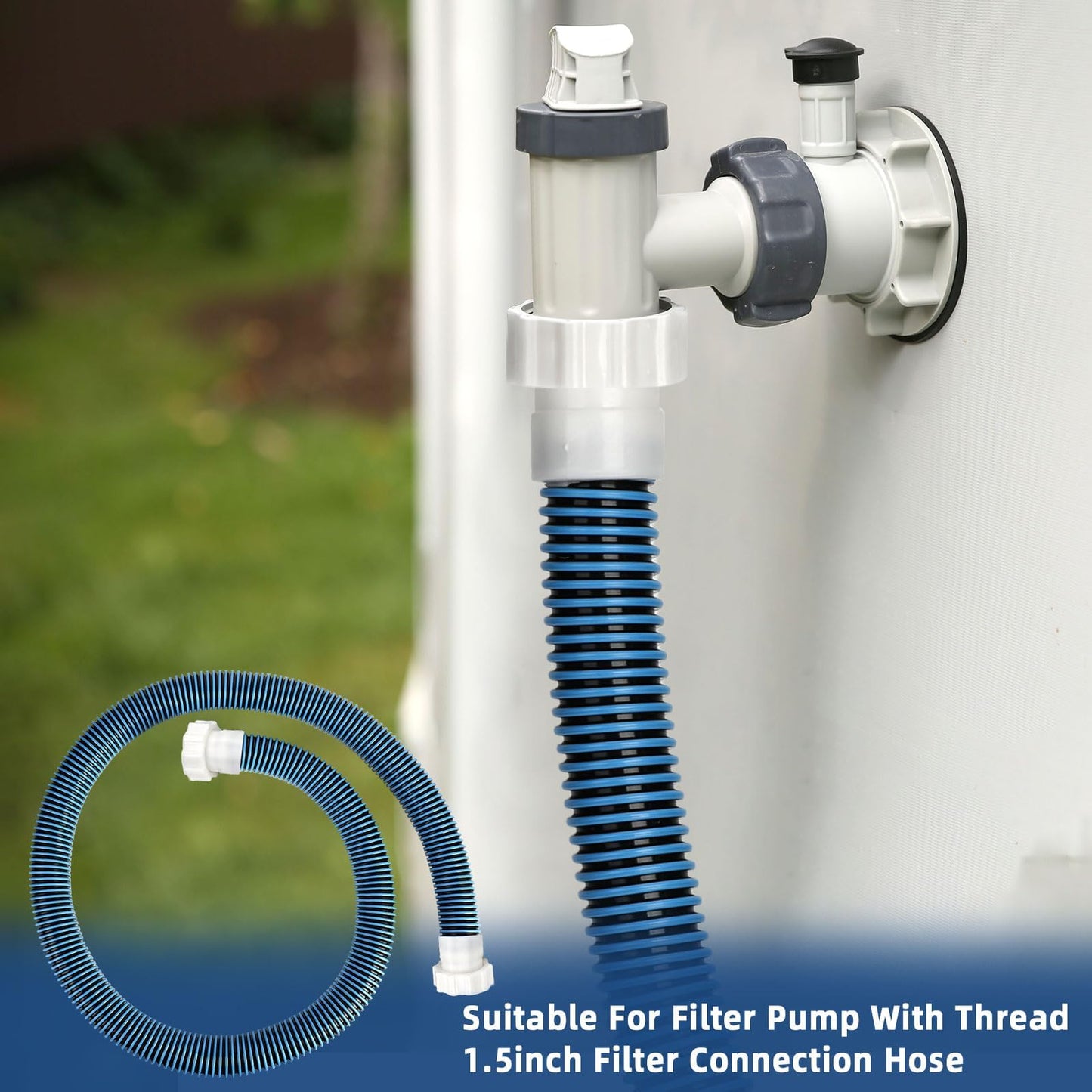 Conderyang 15ft 1 1/2" Pool Hose for Above Ground Pools 15ft Long Pool Pump Replacement Filter Hoses 1.5" EVA Swimming Pool Filter Hose for Filters Pumps, Saltwater Systems and Sand Filters (Blue)