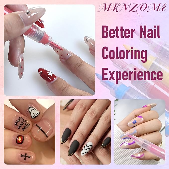 12 Color Nail Art Pens, 0.7 MM Nail Art Markers Nail Polish Pens Set Drawing Nail Paint Pens, Waterproof and Quick-drying Nail for DIY Design Manicure Design Tools