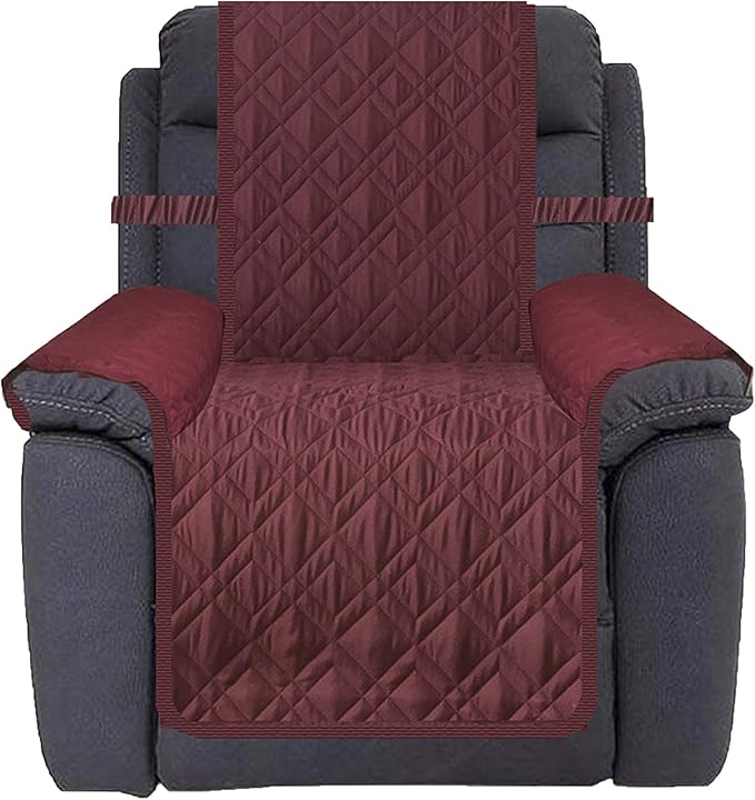Ameritex Waterproof Nonslip Recliner Cover Stay in Place, Dog Chair Cover Furniture Protector, Ideal Recliner Slipcovers for Pets and Kids (Burgundy, 23")
