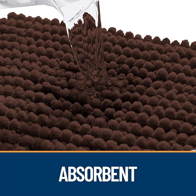 OLANLY Dog Door Mat for Muddy Paws 44x24, Ultra Absorbent Chenille Mud Doormat, Non-Slip Washable and Dirt Trapping Doormat for Indoor Entryway, Quick-Dry Indoor Pet Bed Mats for Dogs, Brown
