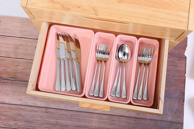 Kutesna 15 PCS Interlocking Desk Drawer Organizer Separator for Office,Bathroom,Kitchen,MakeupÃ¯Â¼ÂPinkÃ¯Â¼Â
