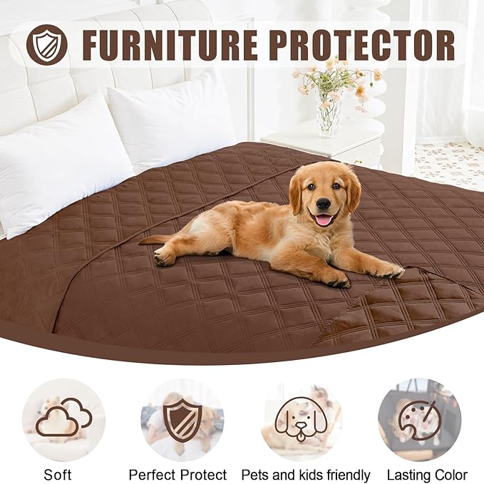 Smiry Waterproof Dog Bed Cover Blanket 40x80, Soft Reversible Pet Blanket, Washable Leakproof Cats Dogs Couch Cover for Sofa, Couch, Furniture, Brown/Brown