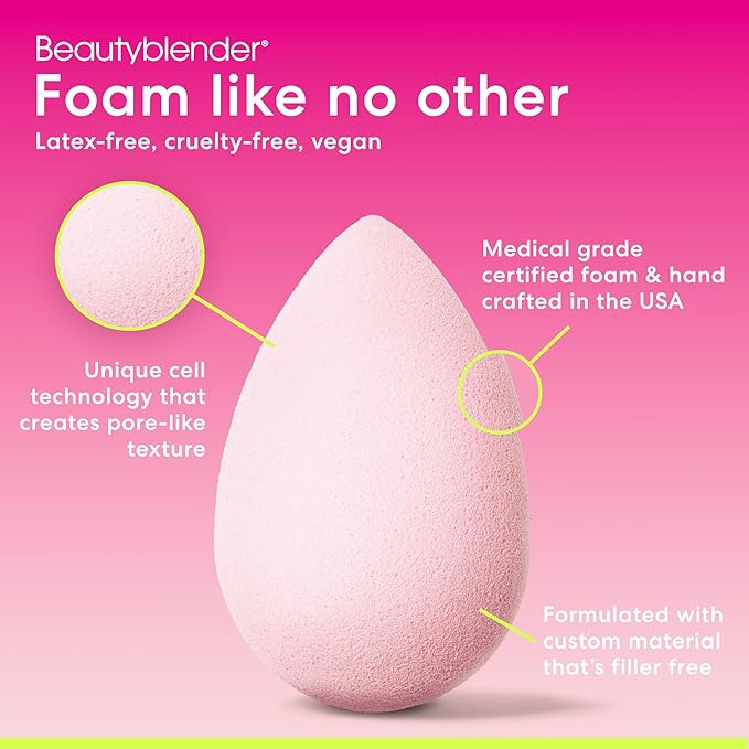 Beautyblender® Bubble Beauty Blender Makeup Sponge, Super-Soft Foam Easily Blends Foundations, Powders & Creams, Made in USA, Reusable, Washable, Streak Free Application