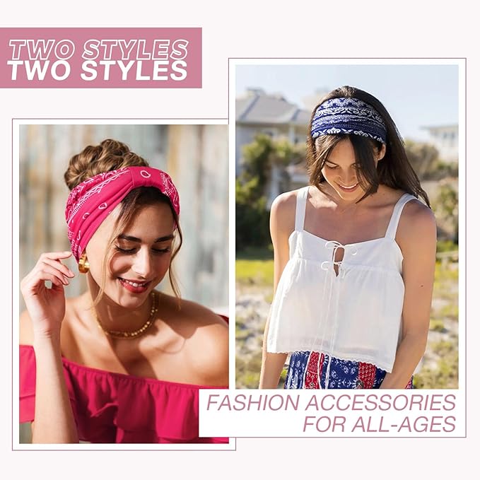 Awumbuk Wide Headbands for Women Knotted No Slip Head Bands Soft Turban Headband Hair Accessories Boho African Solid Color Head Wraps for Women Yoga Workout Pack of 6
