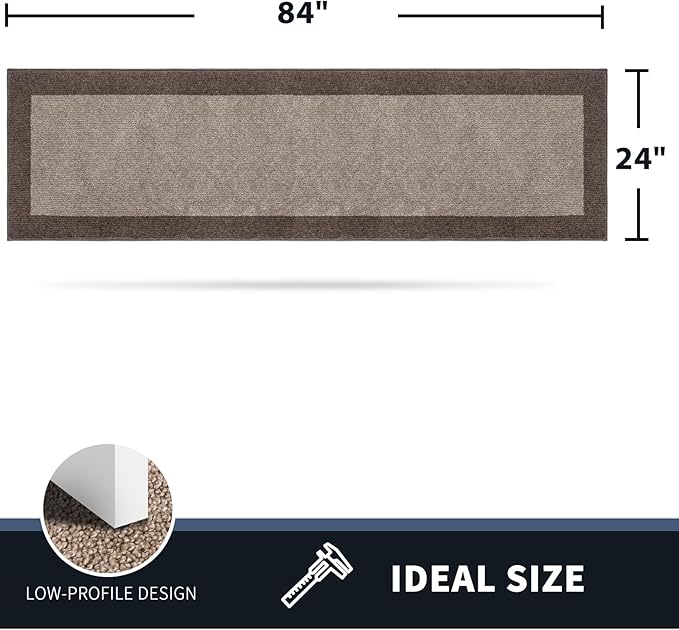 PURRUGS Dirt Trapping Door Mat 24" x 84", Non-Slip Washable Entry Mat, Dog Doormat, Front Door Mat, Super Absorbent Entrance Mat for Muddy Shoes & Paws, Beige & Grayish Brown