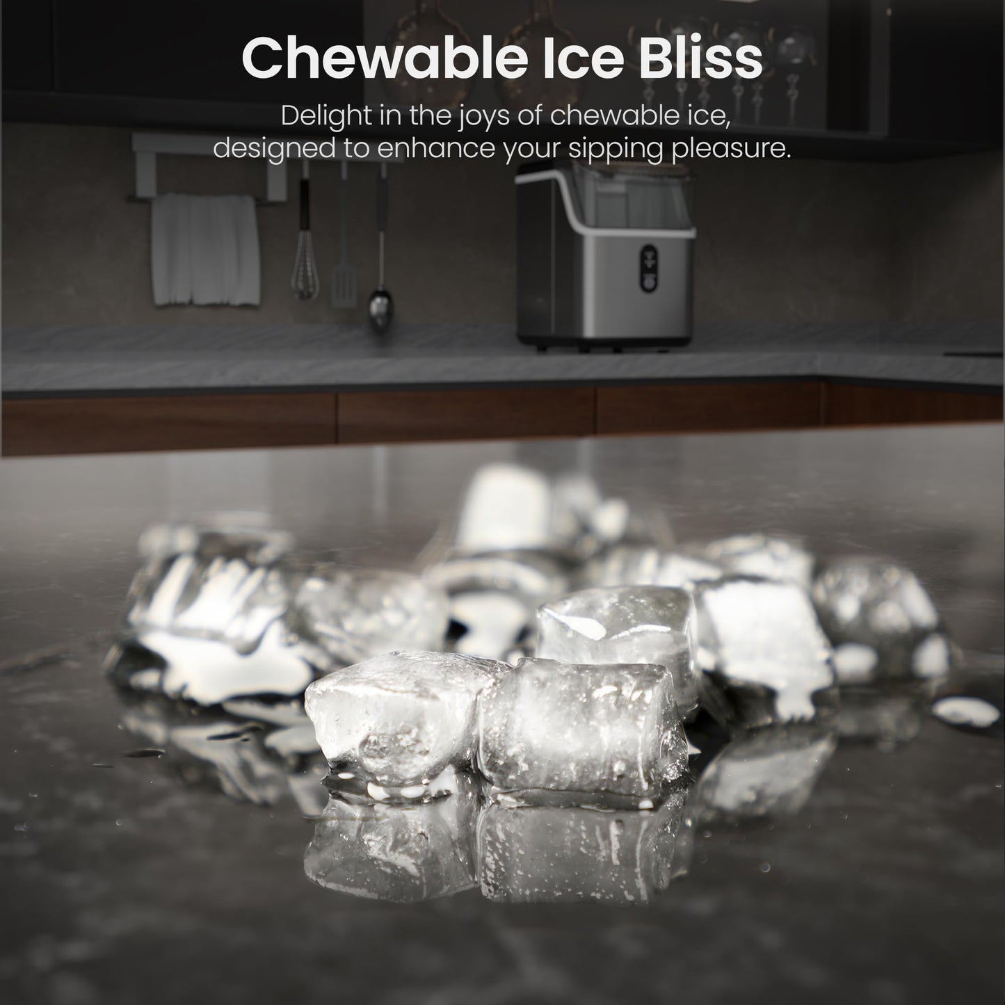 Kismile Nugget Ice Makers Countertop,Pebble Ice Maker Machine with Chewable Ice, 35lbs/Day,One-Click Operation,Self-Cleaning,Pellet Ice Maker Countertop for Home/Kitchen/Office