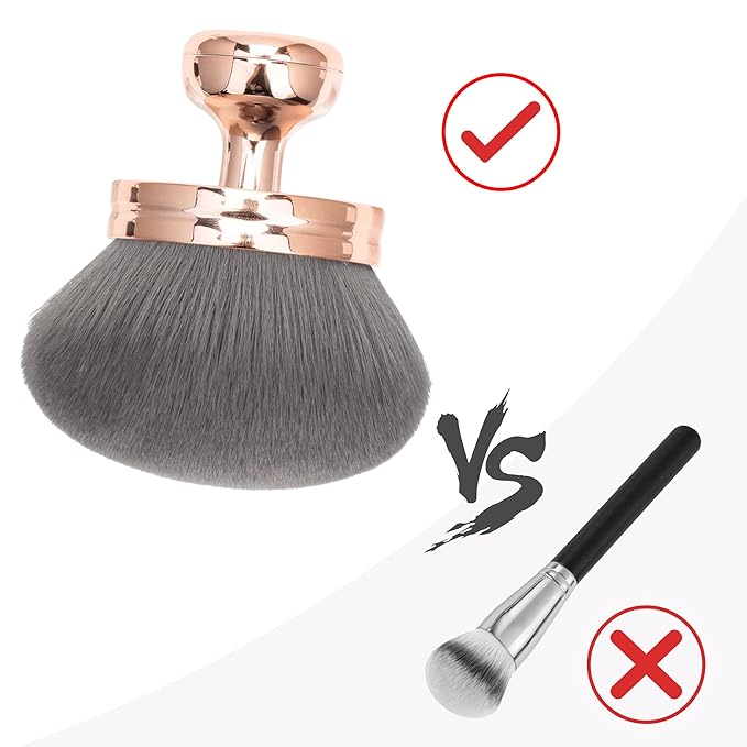 Blend & Blur Extra Large Body Makeup Brush for Self Tanner,Leg Makeup & Bronzer Self Tan Applicator, 3.2inch Wide Round Head Kabuki Brush For Application with Drawstring Bag (Rose Gold + Grey)