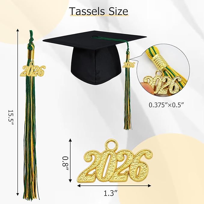 GraduationMall Single&Multiple Color Graduation Tassel with 2026 Year Charm 9"