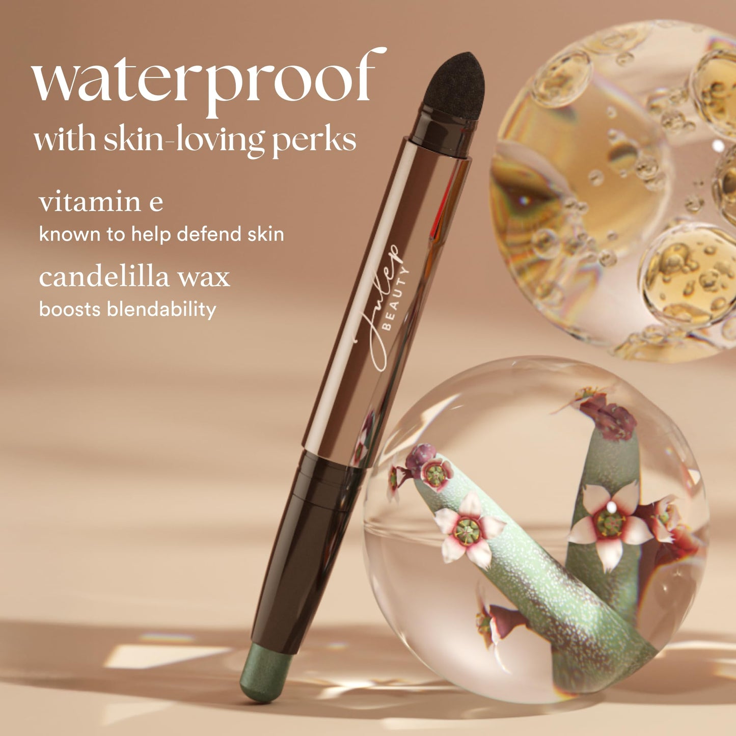 Julep Eyeshadow 101 Cream-to-Powder Waterproof Shadow Stick – Cocoa Shimmer – Long-Lasting, Crease-Proof, Chocolate Brown Shimmer Cream Eyeshadow with Built-in Smudger