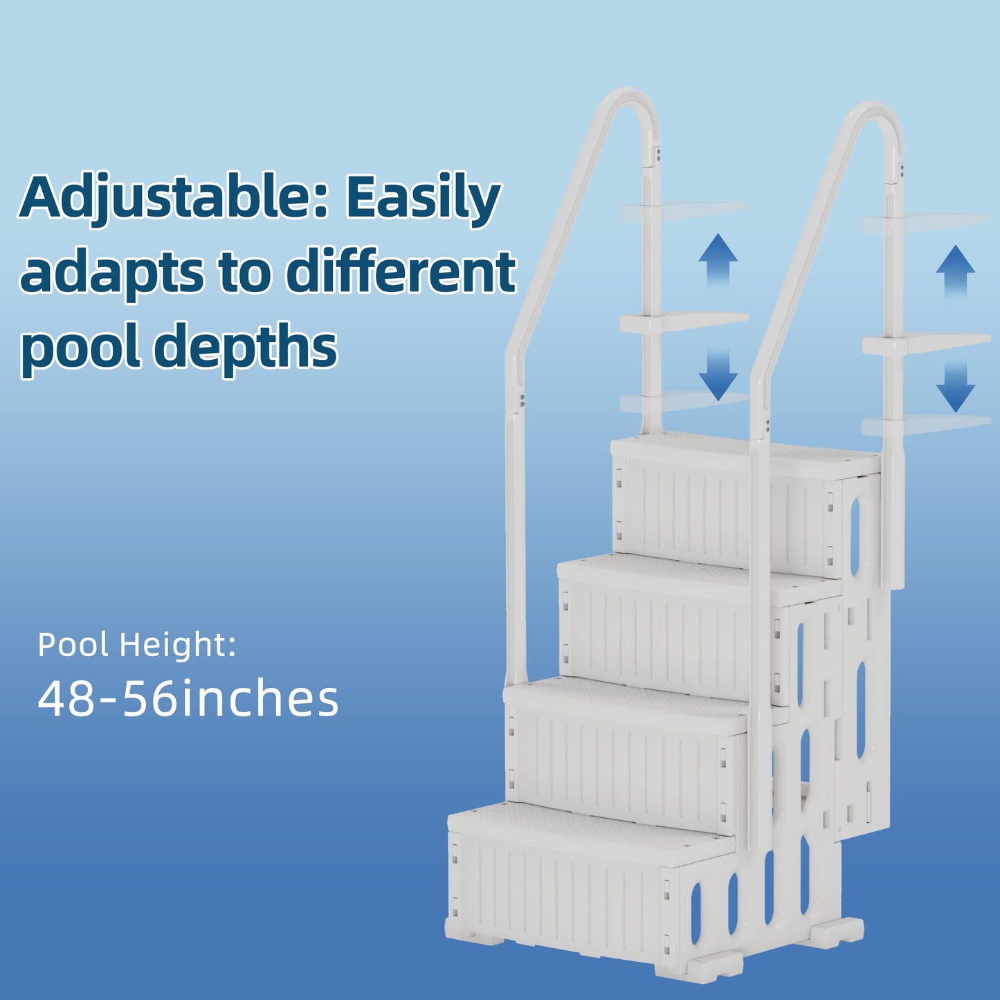 UPHYB Pool Ladder, 4-Step Pool Stairs with Double Handrails and Non-Slip Steps for 48-54” Above Ground and In-Ground Pools, White