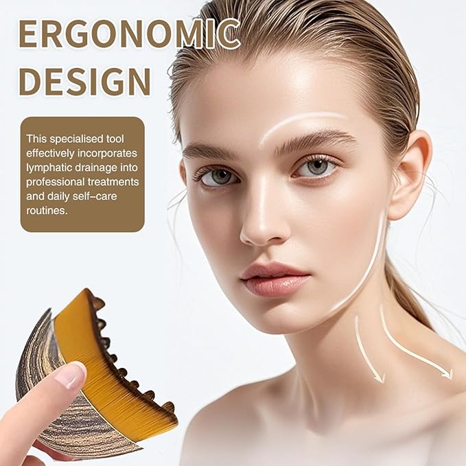 New Lymphatic Contour Face Brush - Dry Brushing Face Massager for Lymphatic Drainage, Chin & Jawline Sculpting - Ergonomic Skin Fit Design to Reduce Puffiness, Relieve Fatigue