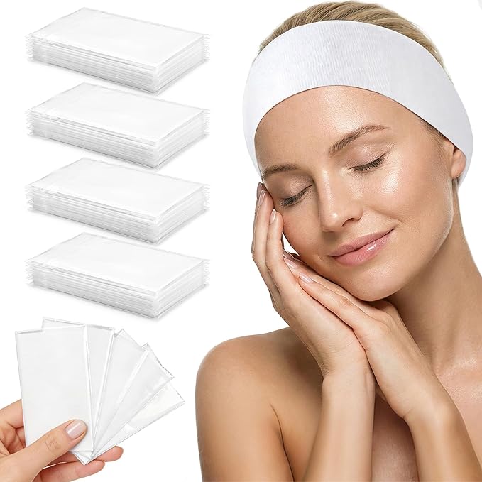 Disposable Headbands for Spa & Facials – 48pcs White Disposable Spa Headbands for Women, Professional Headband for Facials, Esthetician, Skincare & Washing Face – Non-Woven Disposable Hair Bands Pack