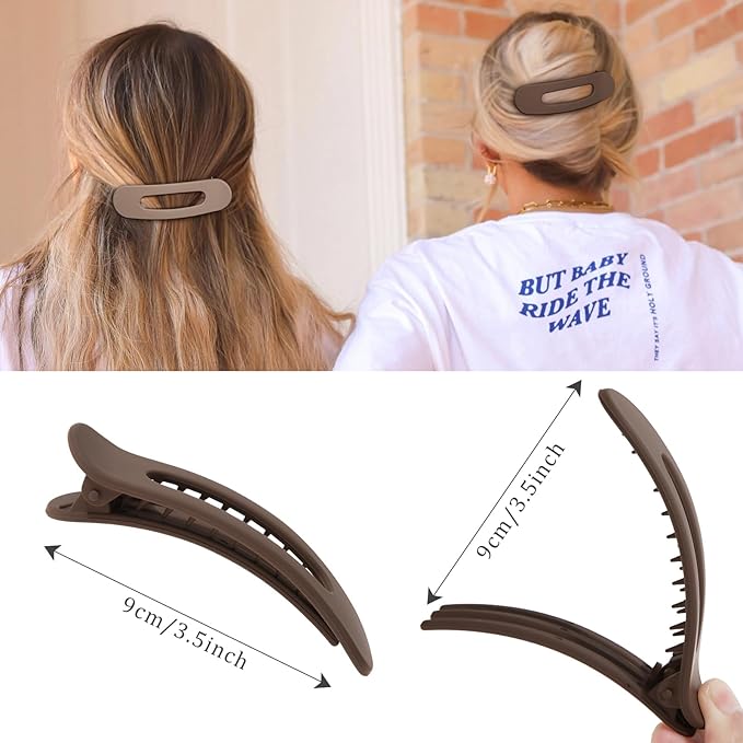 French Concord No Slip Hair Clips - 6PCS Curved Volume Strong Hold Clips for Women Girls (Matt Medium, 4)