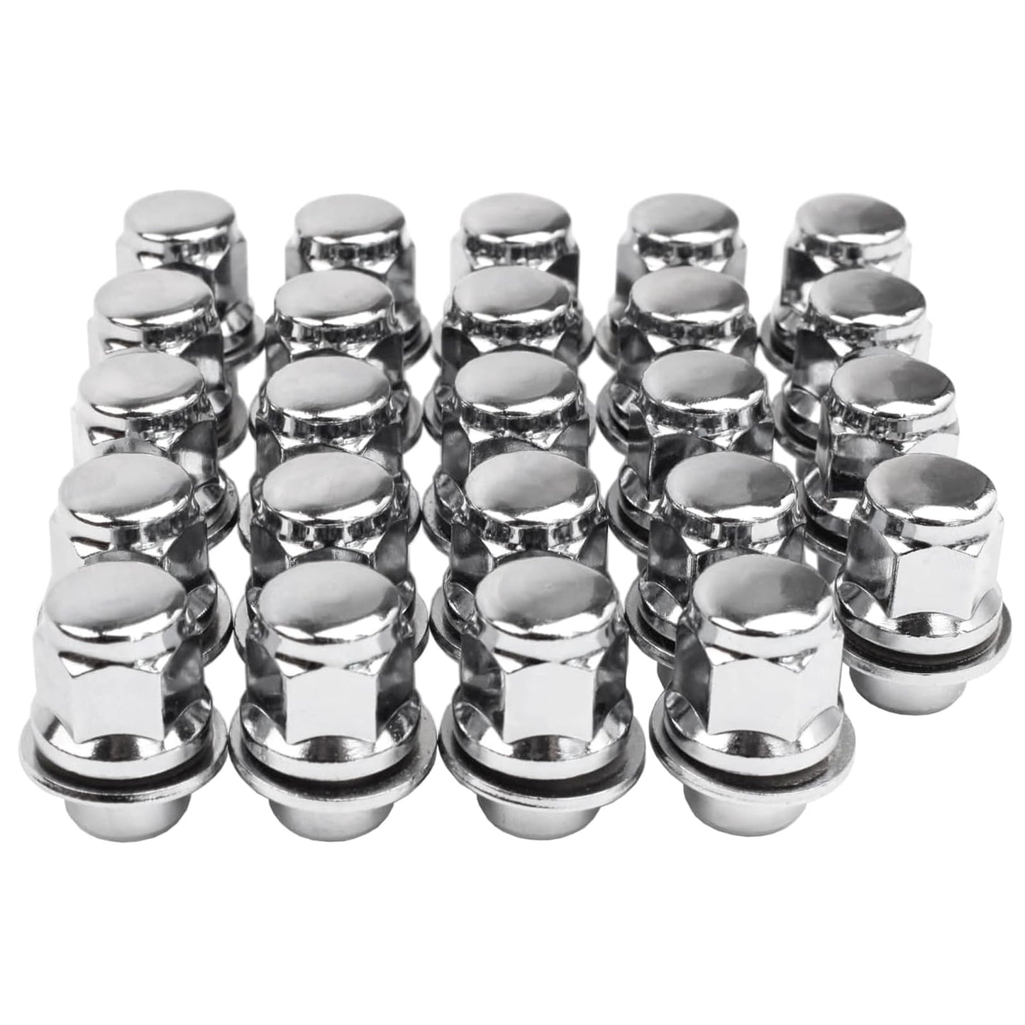 M12x1.5 Lug Nuts with Mag Flat Seat 24 pcs 13/16" 21mm Hex 1.46x1.18 Chrome Wheel Lug Nut Compatible with Tacoma 4Runner FJ Cruiser Corolla