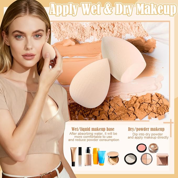17PCS Makeup Sponges Set with 6PCS Powder Puff, 3PCS Mini Makeup Sponges Blender, 3PCS Foundation Mini Make Up Sponge Puff and 1PCS Make Up Sponges Holder