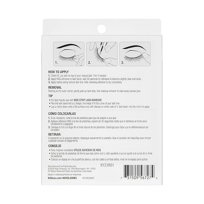 Kiss Looks So Natural, So Wispy False Eyelashes, 5 Pairs, 14mm, Reusable Thin Band Strip Lashes for Bouncy Volume & Curl, Lightweight, Easy-to-Apply Crisscross Pattern for Seamless Natural Look