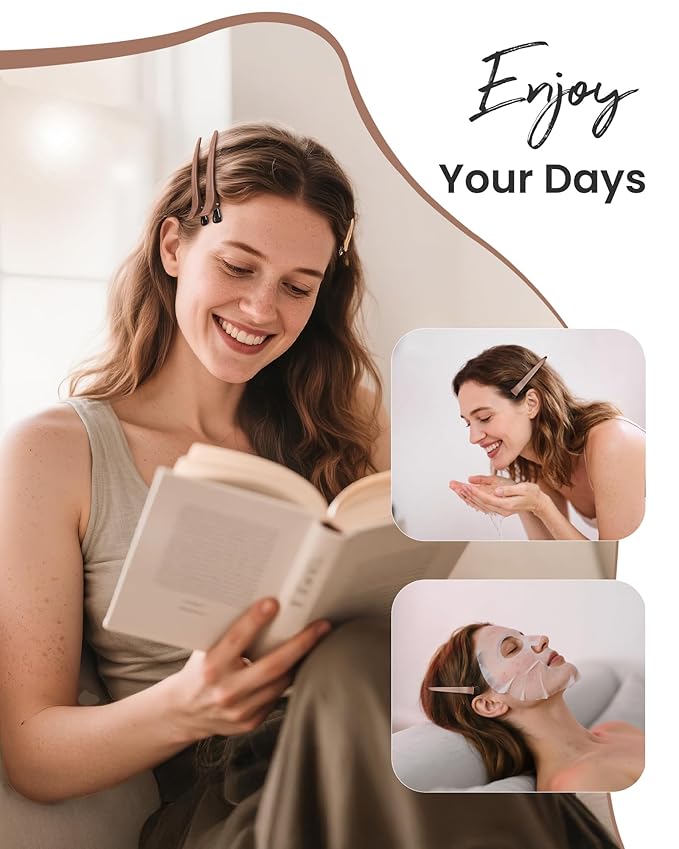 AIMIKE Extended Sectioning Hair Clips w/Built-in Silicone Band, 4.8" No-Crease Non-Slip Hair Styling Clips for Thick, Long Hair – Blow Drying,Hair Rollers, Rust-Free –6 Pack, Mocha Mousse