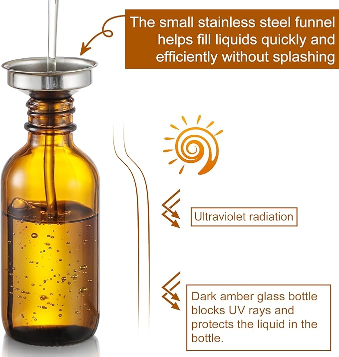 4 Pack 1 oz Glass Dropper Bottles with Measured Dropper - 30ml Dark Amber Tincture Bottles with Graduated Calibrated Glass Eye Droppers (1ml) for Essential Oils, Liquids - Leakproof Travel Bottles