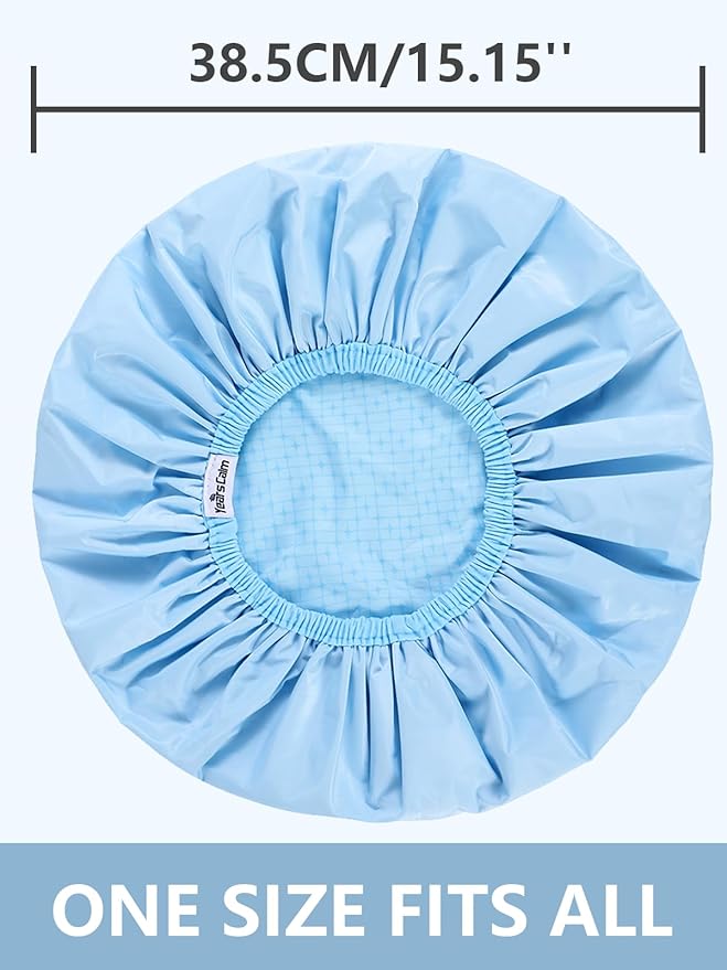 Years calm Shower Caps for Women Reusable Waterproof, Double Layer Waterproof Fabric - Both Sides Usable, Reversible Pattern & Solid Color Design, Soft Elastic Keeps Hair Dry for shower Spa Travel