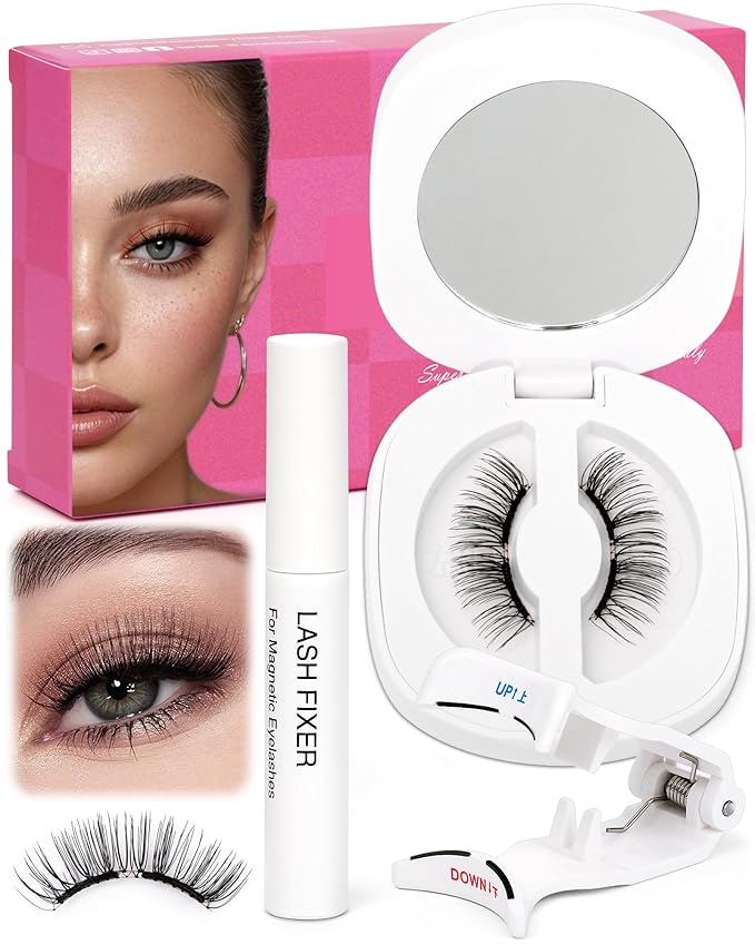EMEDA Soft Natural Look Magnetic Eyelashes Kit, No Glue Magnetic Lashes with Applicator, Soft Magnet False Eyelashes Kit, Lightweight Natural for Sensitive Eyes, Easy Wear Magnet Lashes Gift Set