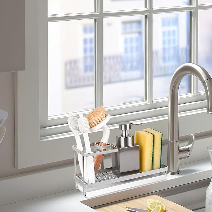 Toothbrush Holders for Bathrooms, Stainless Steel Tooth Brushing Holder Electric Toothbrush and Toothpaste Organizer Bathroom Accessories for Countertop, Shower, Sink - Silver