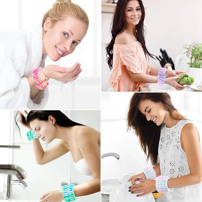 8pcs Wrist Bands for Washing Face Wash Wristbands Wrist Towels Arm Bands for Skincare Makeup Wrist Cuffs Spa Wrist Scrunchies