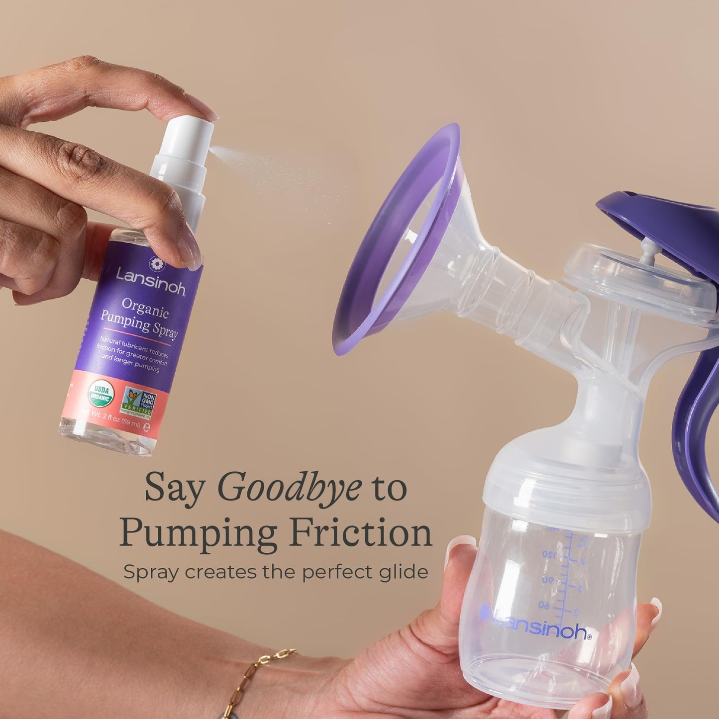 Lansinoh Organic Pumping Spray – Lanolin-Free Flange Lubricant, Breast Pump Spray | Hypoallergenic, Vegan, Plant-Based Breastfeeding Essentials for Sore Nipples & Moisturized Skin, 2 Fl oz
