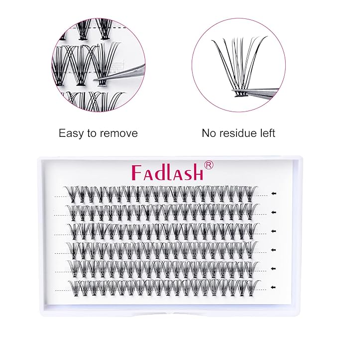 FADLASH Lash Clusters Extensions Individual Lashes Natural Soft 120pcs 20D C Cur Mixed Tray Natural Long Black Faux Mink Volume Lash Extensions Reusable Artificial Eyelashes (20D-0.10-C, 8-15mm)