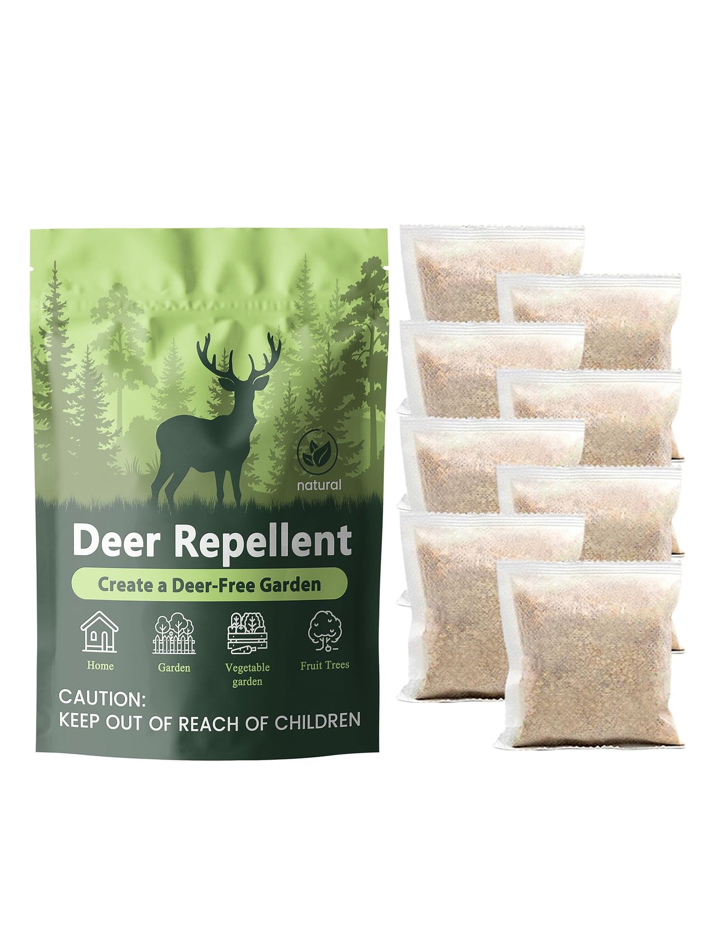 Deer Repellent for Plants, Granules for Garden & Outdoor, Long-Lasting Plant Guard, Creates Protective Zone for Flowers, Vegetables, Shrubs(8 Packs)