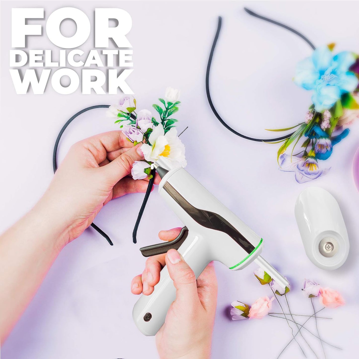 MONVICT Cordless Hot Melt Glue Gun, Smart Power-Off with 2.2 Ah Built-in Battery USB-C Rechargeable Mini Glue Gun Kit, 40 Pcs Glue Sticks, 10 Pcs Craft sticks, Carrying Case for DIY Craft Gift, White
