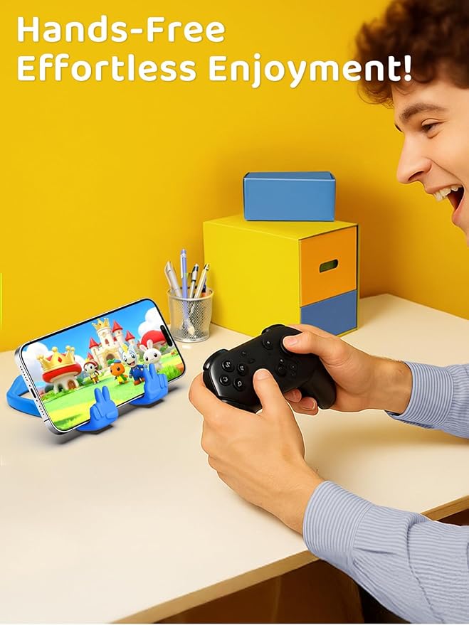 Easter Basket Stuffers Essentials for Teens Boys Girls: Cell Phone Stand Upgrade Adjustable Peace Sign Thumbs Lazy Cell Phone Holder for Desk Funny Easter Gifts for Adults Kids Men Women Teenagers