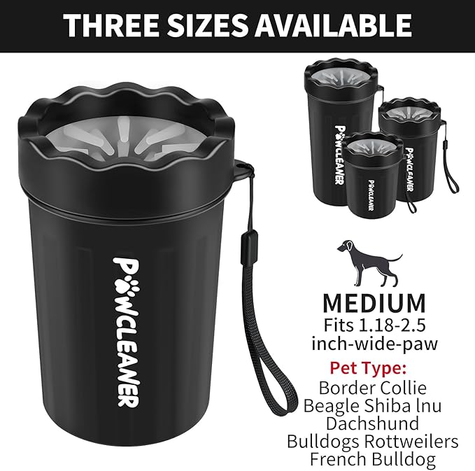 Dog Paw Cleaner for Dogs, (with 3Pcs Absorbent Towels & Adjustable Bath Brush) Dog Paw Washer, Pet Foot Cleaner (Black, Medium)