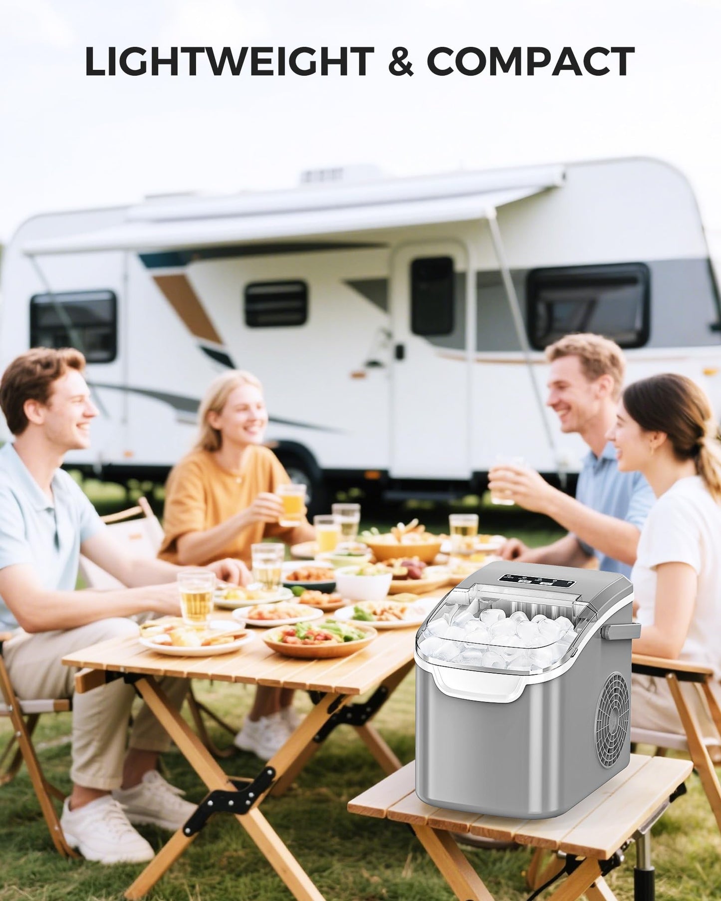 COWSAR Ice Maker Countertop, Portable Ice Machine with Self-Cleaning, 26.5 lbs/24Hrs, 8 Ice Cubes in 6 Mins, Ice Basket and Scoop, Ideal for Home, Kitchen, Bar, Camping
