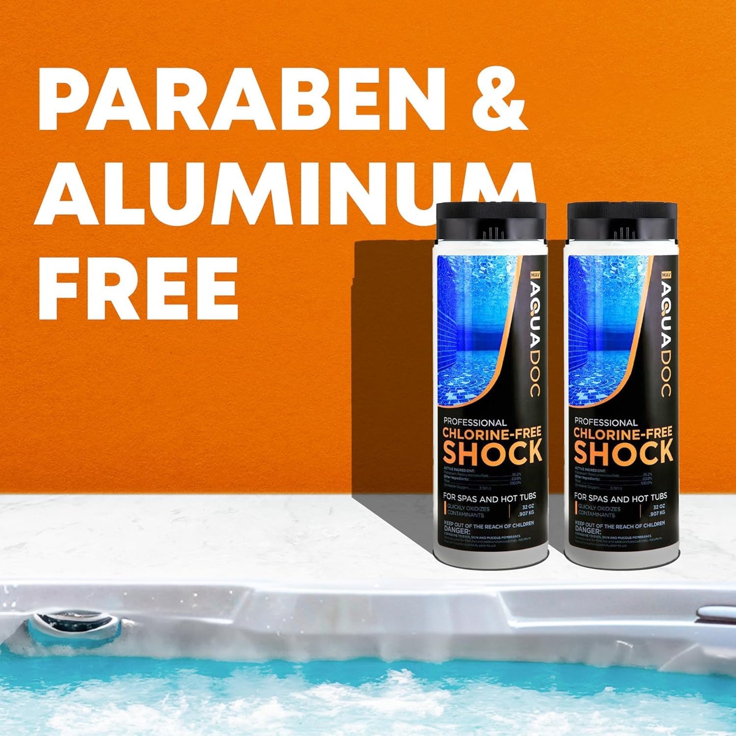 AquaDoc Non Chlorine Hot Tub Shock - 32oz (2 Pack) - Enhanced Spa Shock to Assist Bromine and Chlorine - Spa Oxidizer Made in USA