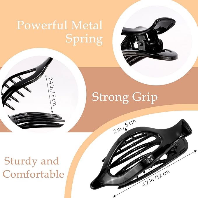 Flat Alligator Hair Clips 3Pcs - 4.52" Duck Billed Medium Hair Claw Clips and Barrettes, Hair Accessories Clamps Jaw Clips Gifts