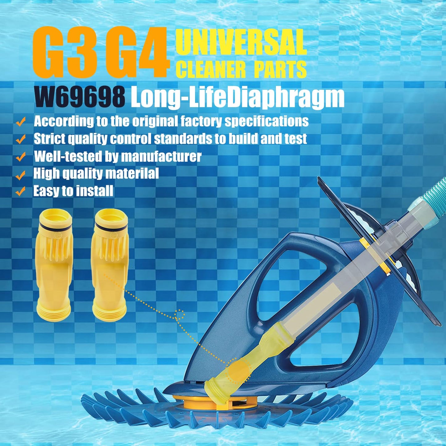 WMANSPA Pool Cleaner Parts (Long Life Diaphragm W69698) Replacement,Compatible with Zodiac Baracuda G3 Pro,G3,G2 and Vingli Creepy Crawler Vacuum (2 Pack)