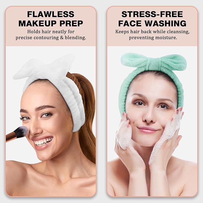 YOOVR 8pcs Spa Headband, Mothers Day Gifts Bulk, Stocking Stuffers for Teen Girls Women, Skincare Makeup Face Wash Headband, Hair Accessories, Party Favors for Adult, Easter Baskets Stuffers (Solid)