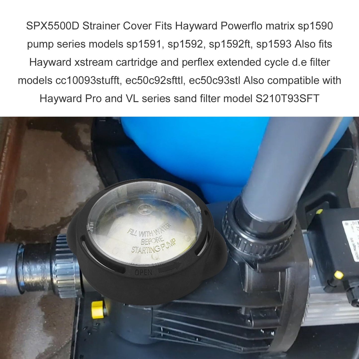 URYKEC SPX5500D Strainer Cover, SPX5500D Pump Lid Replacement with O-Ring, for Hayward Power Flo Matrix SP1590 Pump Series, Black