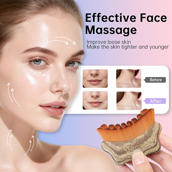 Lymphatic Contour Face Brush - Facial Sculpting & Anti-Puffiness Tool | Ultra Soft Dry Brush for Jawline Massage & Lymphatic Drainage | Ergonomic Design (Gray, 5pc)