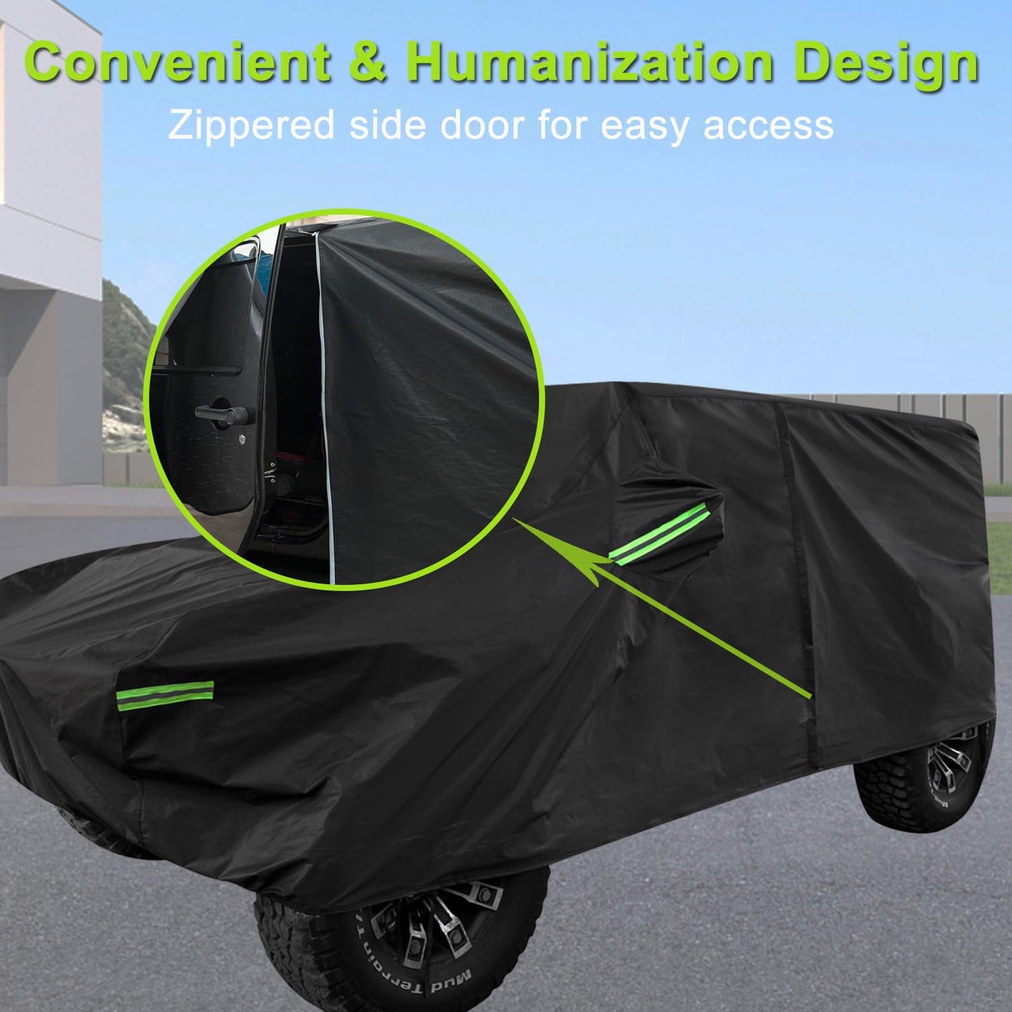 Morhept Waterproof Cover for Jeep Wrangler JK JL CJ YJ TJ 4 Door 1987-2026 Outdoor Sun Rain Wind Snow Protection Dustproof Covers with Driver Door Zipper Black
