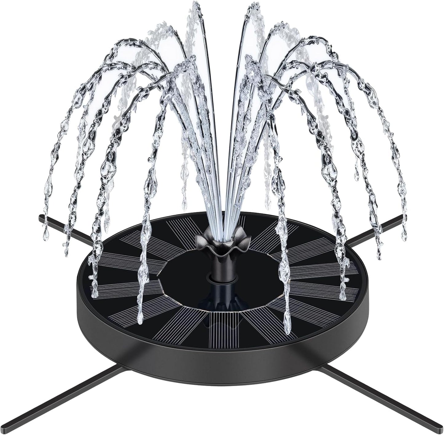 SEIRMEP Solar Fountain Pump with Spray Height Adjustment, Upgrade Glass Solar Bird Bath Fountains with 6 Nozzles, Outdoor Solar Water Fountain Pump for Bird Bath, Garden, Pool, Pond