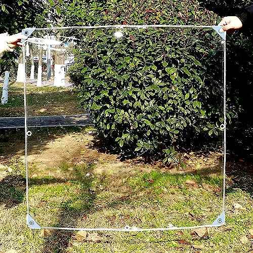 7' x 10' Clear Waterproof Tarp, PVC 14 Mil Tarpaulin with Grommets, Duty Heavy Tear Resistant Cover for Camping, Greenhouse, Cars, Patio and Pavilion