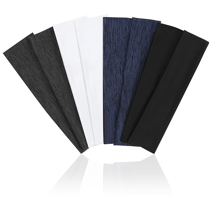 Fishinsea 8 Pack Sport Headbands for Women, Elastic Soft Fabric Non-Slip Hair Bands Hair Warp for Daily Workout Yoga Running Sports