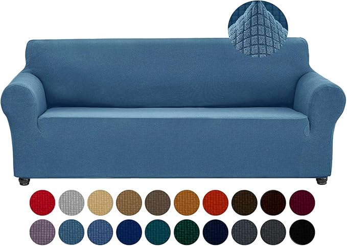 Joccun Stretch Couch Cover Slipcovers, 1-Piece Sofa Covers for 3 Cushion Couch Spandex Jacquard Washable Furniture Protector Cover for Living Room,Kids,Pets(Sofa,Niagara)