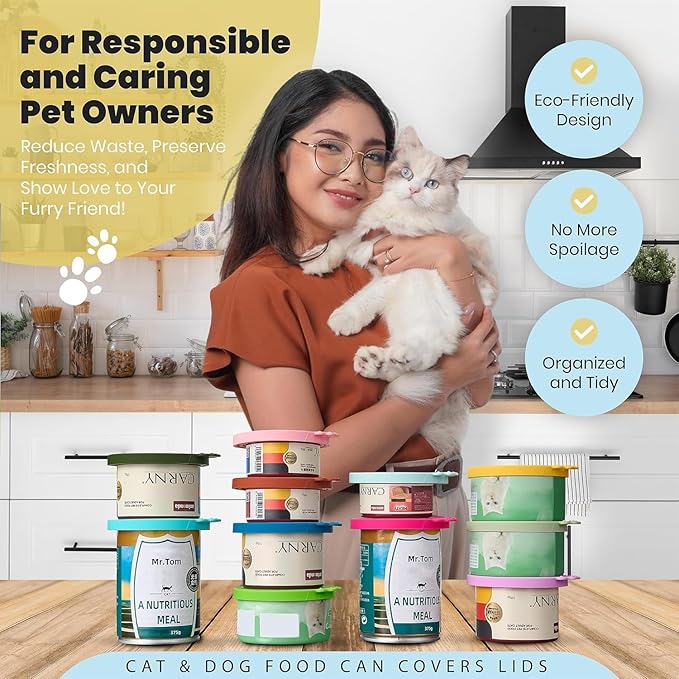 4 Pack Universal Pet Food Can Covers Lids - One fit 3 Standard Size Cans for Cats and Dogs Food Cans - Easy to Clean - Safe Silicone - Emerald Dawn
